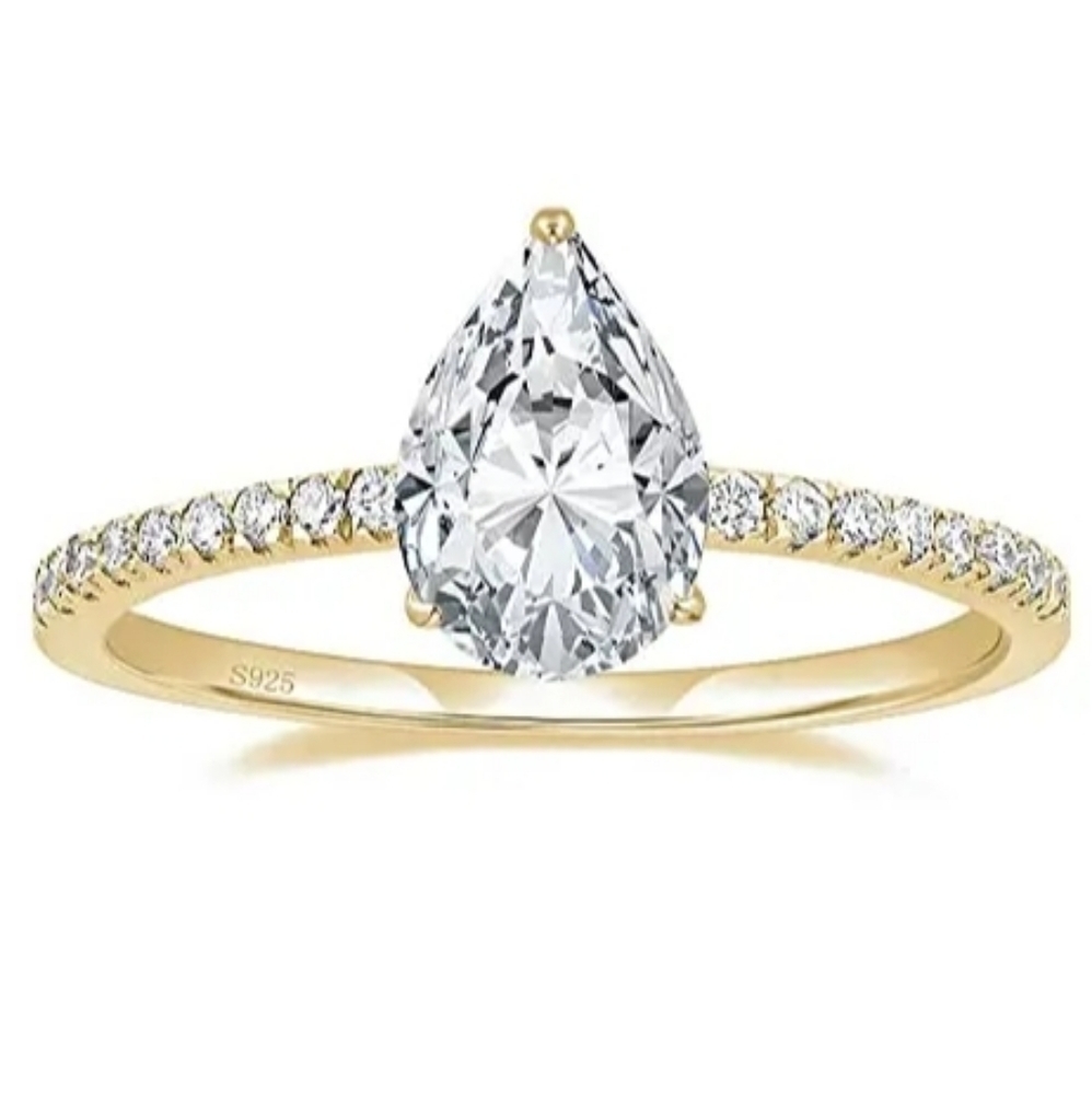 Pear Pave 18K GP Ring NEW
